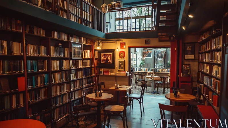 AI ART Charming Bookstore Cafe Interior