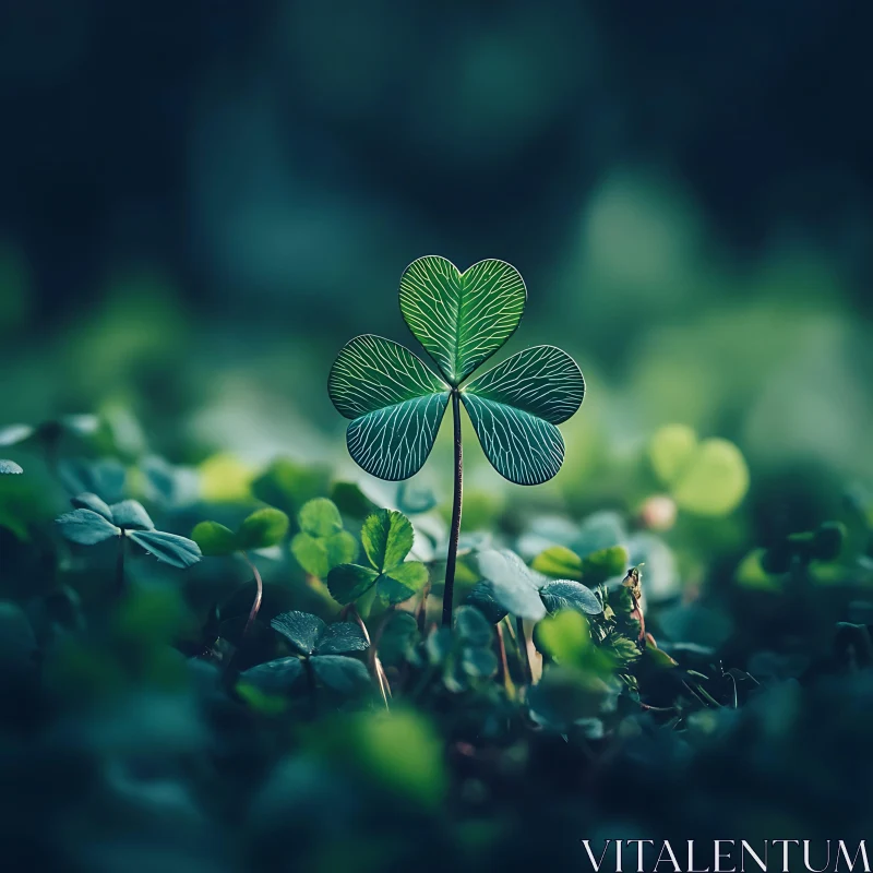 Peaceful Clover Leaf in Nature AI Image