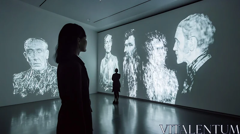 Captivating Digital Portrait Projections in Art Installation AI Image