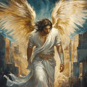 Guardian Angel in Old City Painting