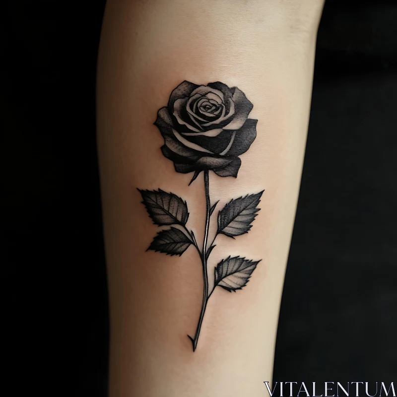 Detailed Black Rose Tattoo AI Image