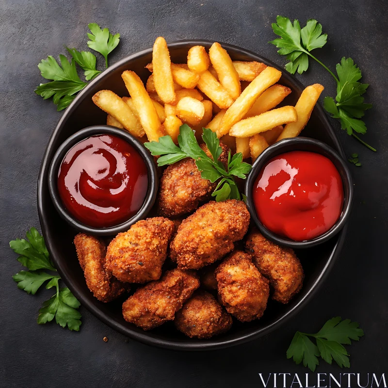 Crispy Chicken and Fries with Dip AI Image