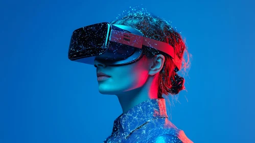 Woman in VR Headset: Metaverse