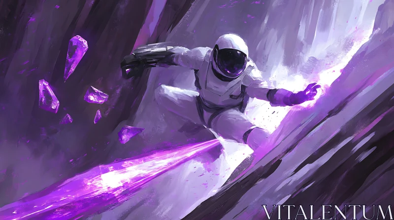 AI ART Violet Cavern Astronaut Painting