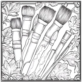 Detailed Art Brush Illustration with Floral Design