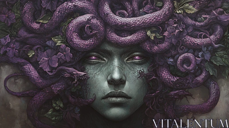 Serpentine Beauty: A Medusa Portrait AI Image