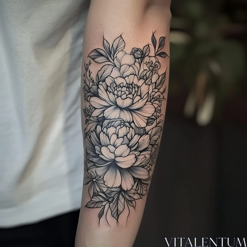 Intricate Floral Design Tattoo on Arm AI Image