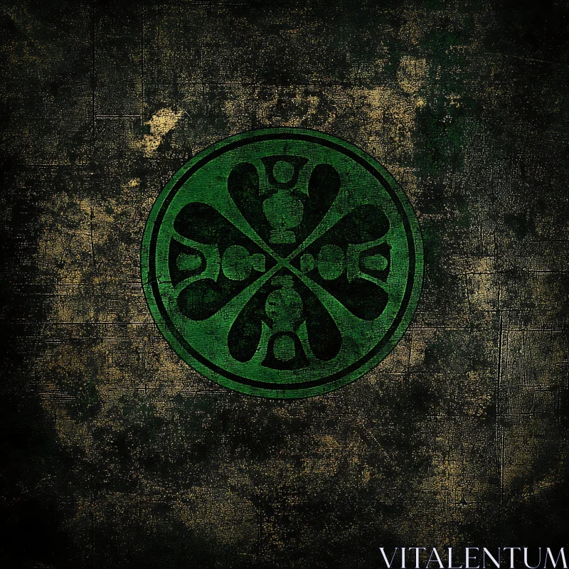 AI ART Distressed Green Circle Design