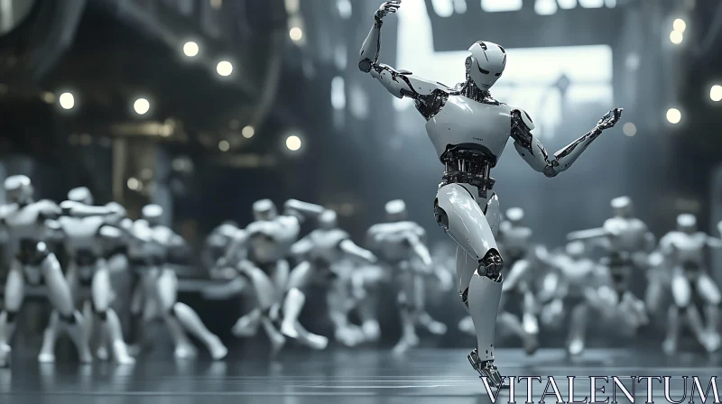 AI ART Futuristic Robot Dancing Scene