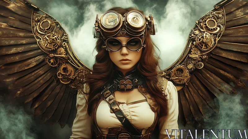 AI ART Mechanical Wings Steampunk Character Design