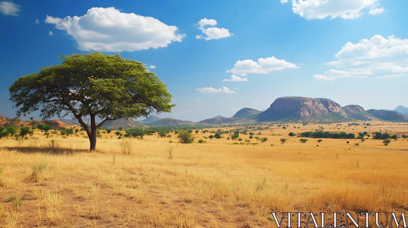 AI ART Lone Tree in African Landscape