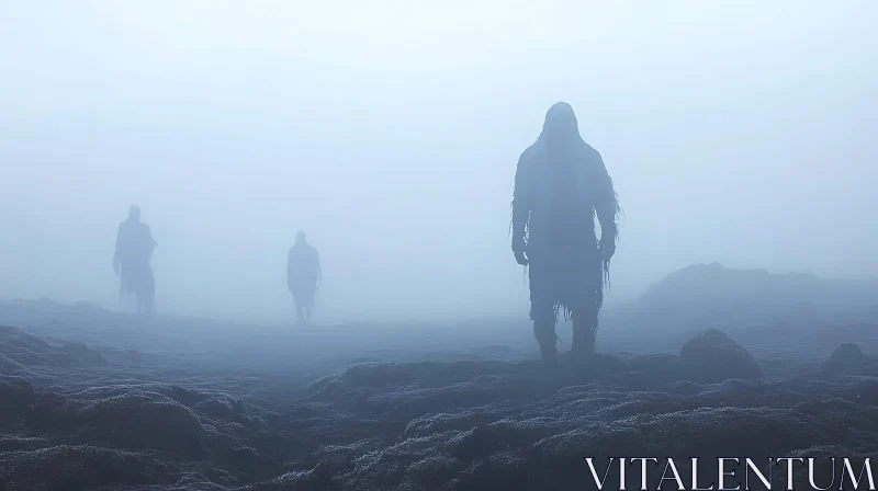 Mysterious Silhouettes in Fog AI Image