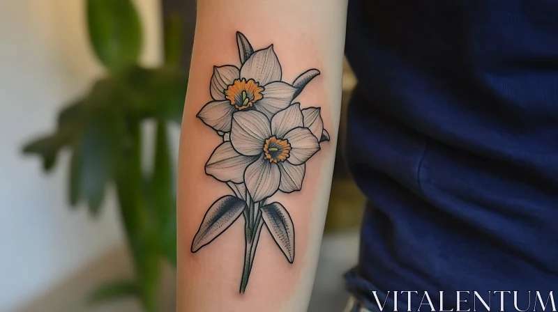 Daffodil Tattoo on Forearm AI Image