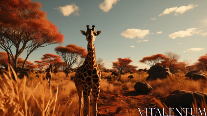 Giraffes in Wilderness: An African-Influenced 3D World AI Image