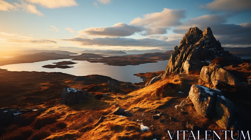 Majestic Scottish Landscape: Captivating Hillside, Mountains, and Lake AI Image
