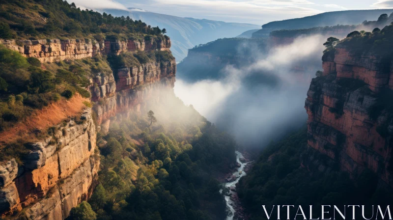 Mystical Canyon with Ethereal Mist - Captivating Australian Landscape AI Image