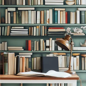 Vintage Books and Lamp Still Life