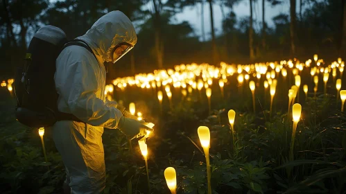 Luminous Flora: Forest Caretaker at Night