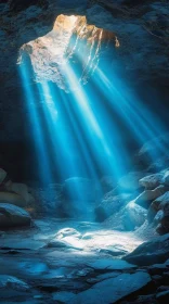 Mystical Cave Illuminated by Sunbeams