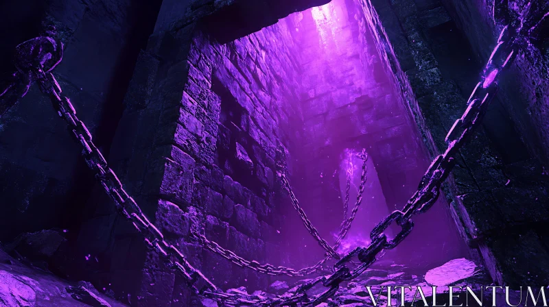 AI ART Eerie Purple Dungeon Interior