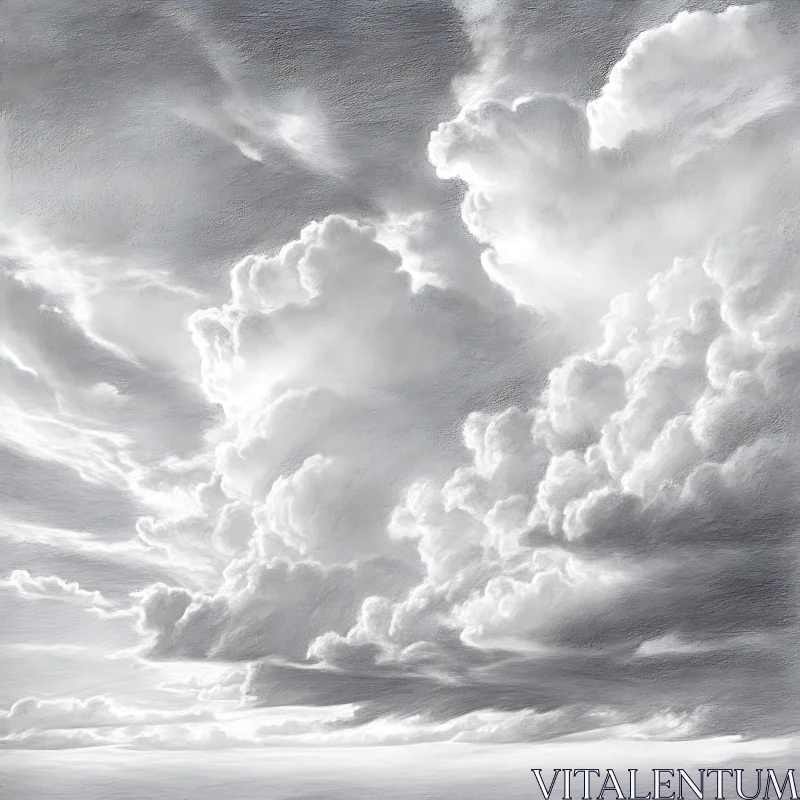 Gray Sky with Billowing Clouds AI Image