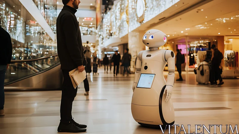 AI ART Futuristic Robot Interaction at the Mall