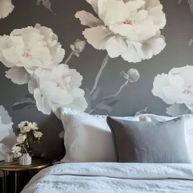 Elegant Bedroom with Floral Wallpaper