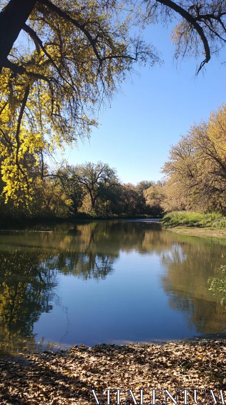 AI ART Peaceful Autumn Lake Scene with Reflections