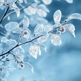 Frost-Covered Branch in Winter