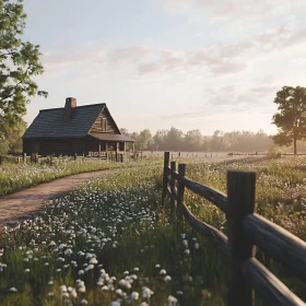 Rustic House in a Flower Meadow