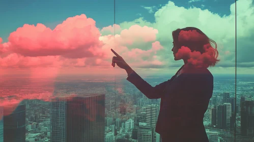 Woman Gazing at Cloudscape