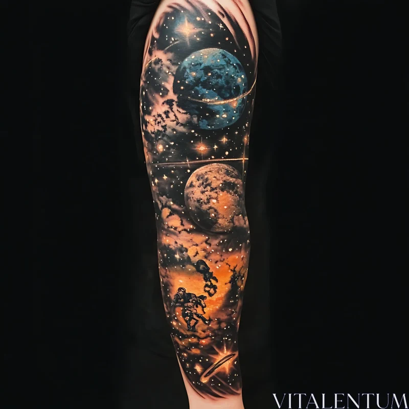 Cosmic Astronaut Sleeve Tattoo Art AI Image