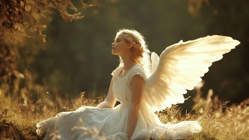 Angel with Wings in a Field