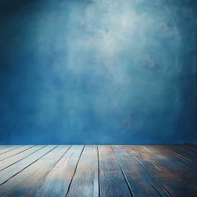 Textured Blue Wall with Wooden Planks