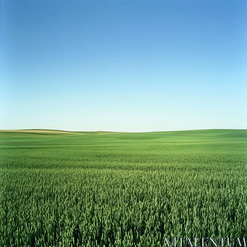 Open Field Landscape with Blue Sky AI Image