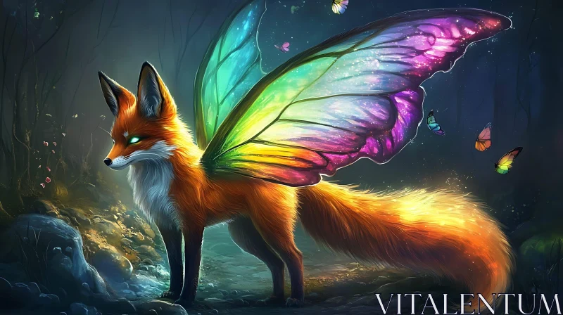 Winged Fox in Enchanted Forest AI Image