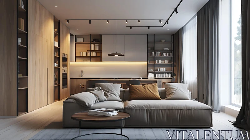 Contemporary Apartment Living Space AI Image