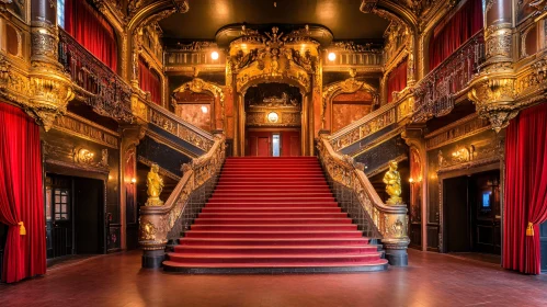 Gilded Grandeur: A Theater's Majestic Stairway