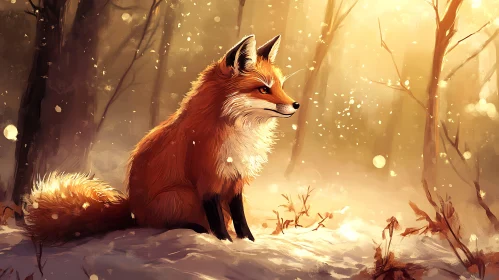 Fox in Snowy Woods