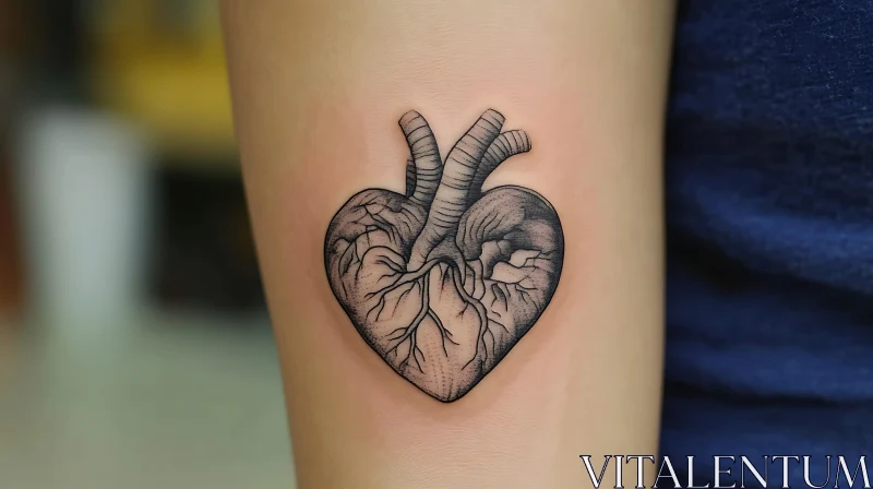 Intricate Human Heart Tattoo Art AI Image