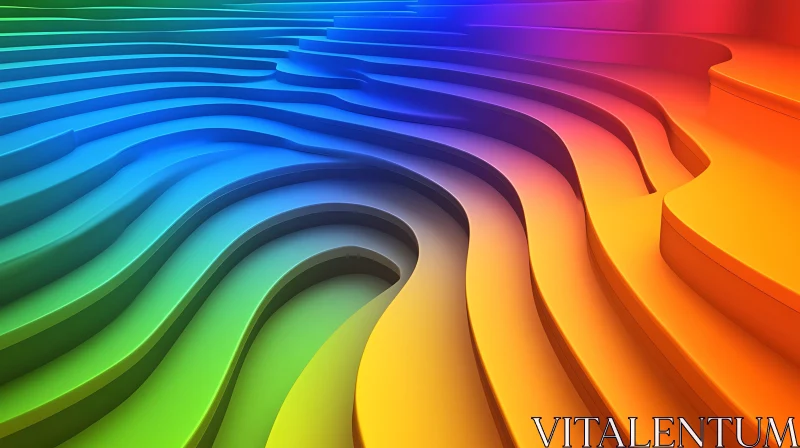 Colorful Wavy Layers Abstract Art AI Image