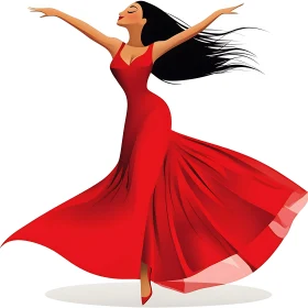 Lady in Red Gown Artistic Rendition