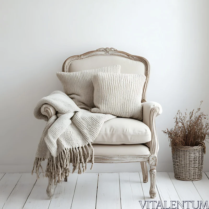 Comfortable Chair with Cozy Home Decor AI Image