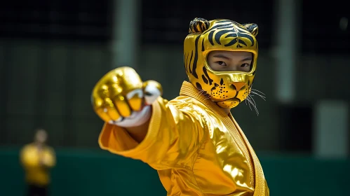 Fighter with Golden Tiger Mask