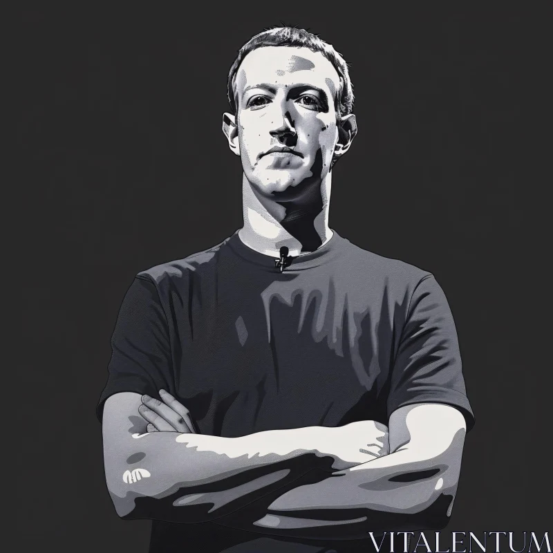 AI ART Mark Zuckerberg in Monochrome