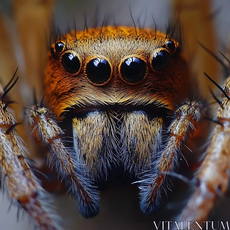 Close-Up of a Spider's Eyes and Hairs AI Image