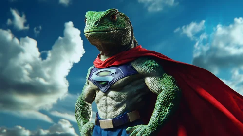 Reptilian Heroism: A Lizard's Skyward Stance