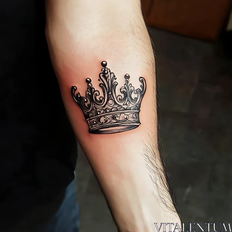 Intricate Crown Arm Tattoo AI Image