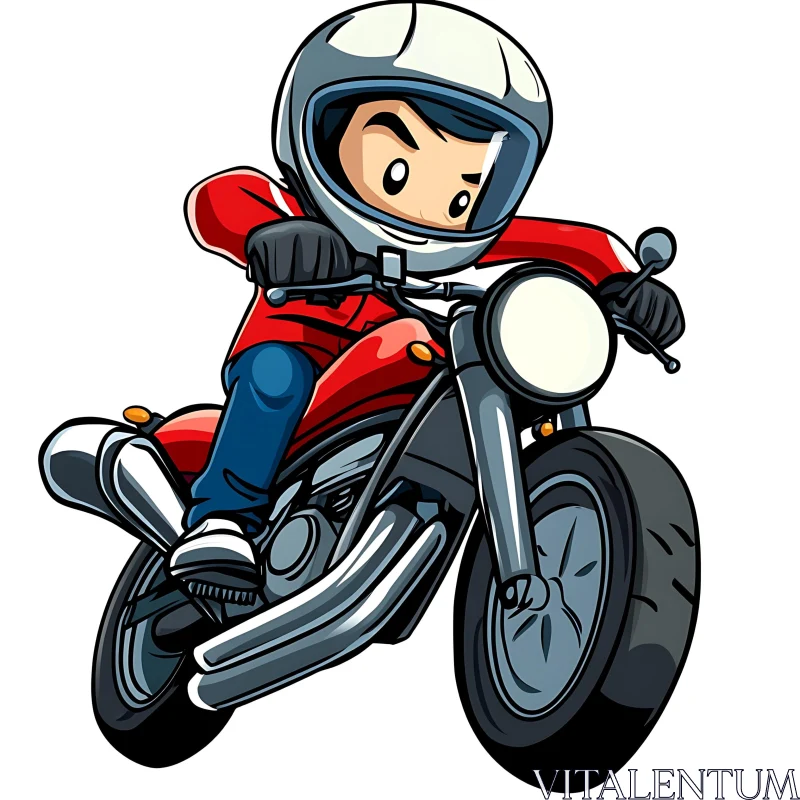 Motorcycle Cartoon Illustration AI Image