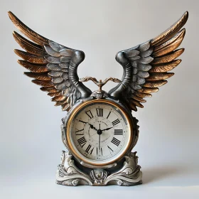 Ornate Winged Clock Sculpture